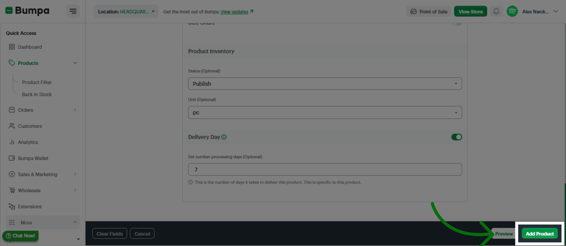Add Product to Inventory