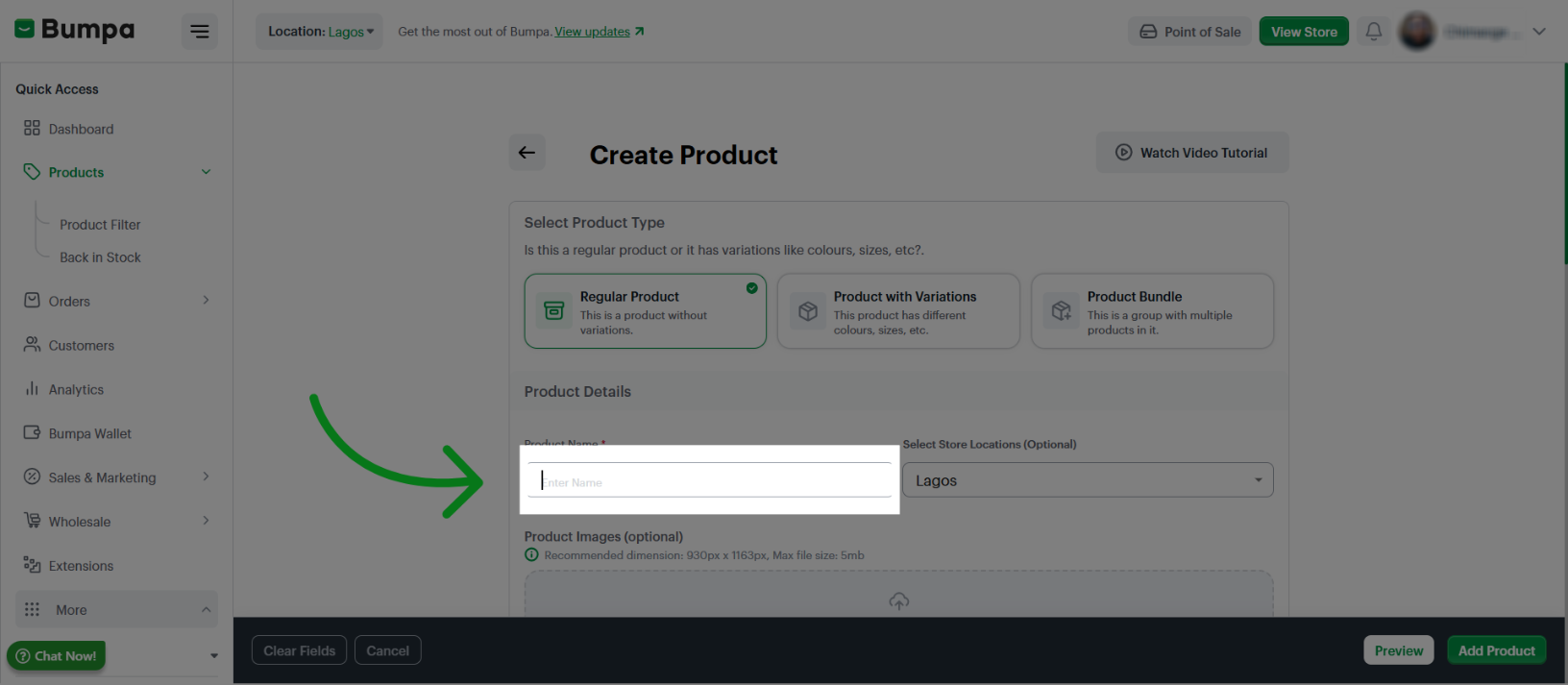 Select Product Name Field