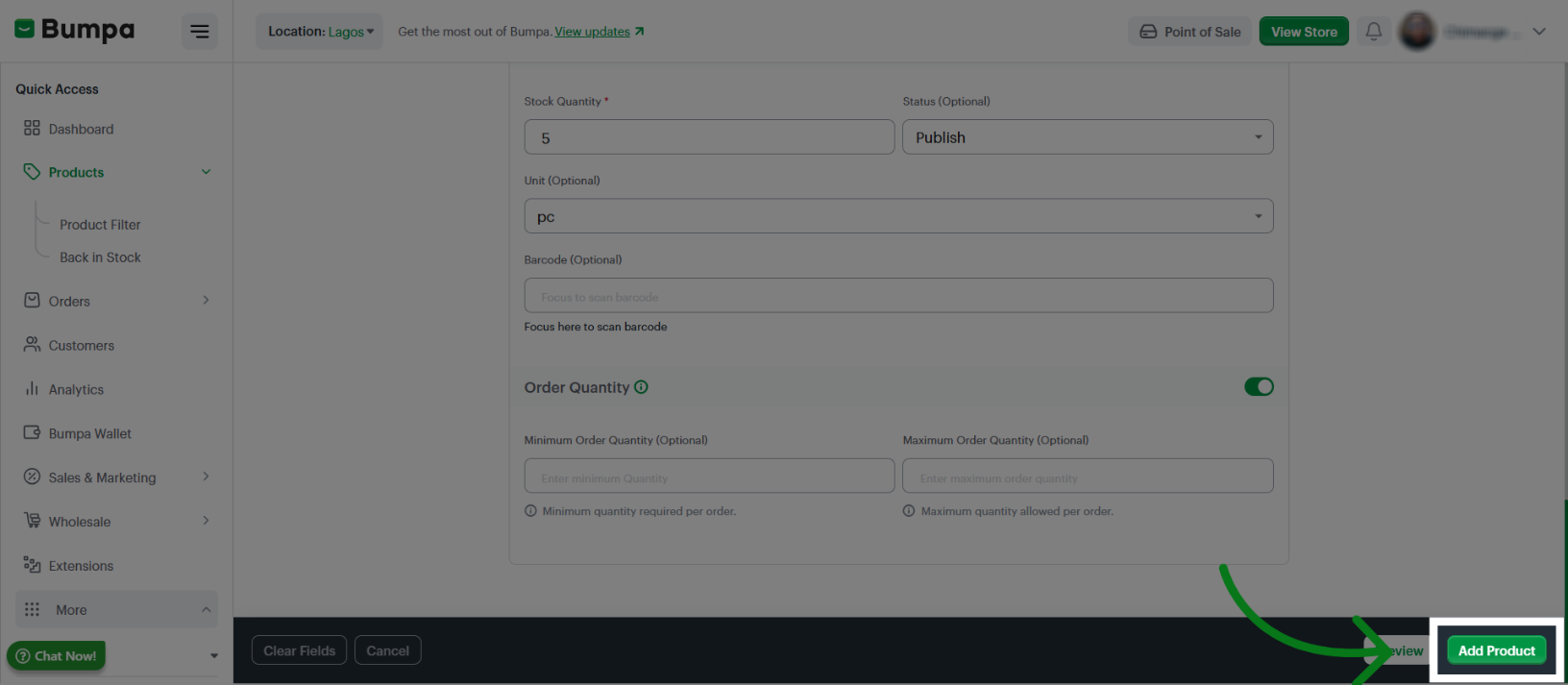 Add Product to Inventory