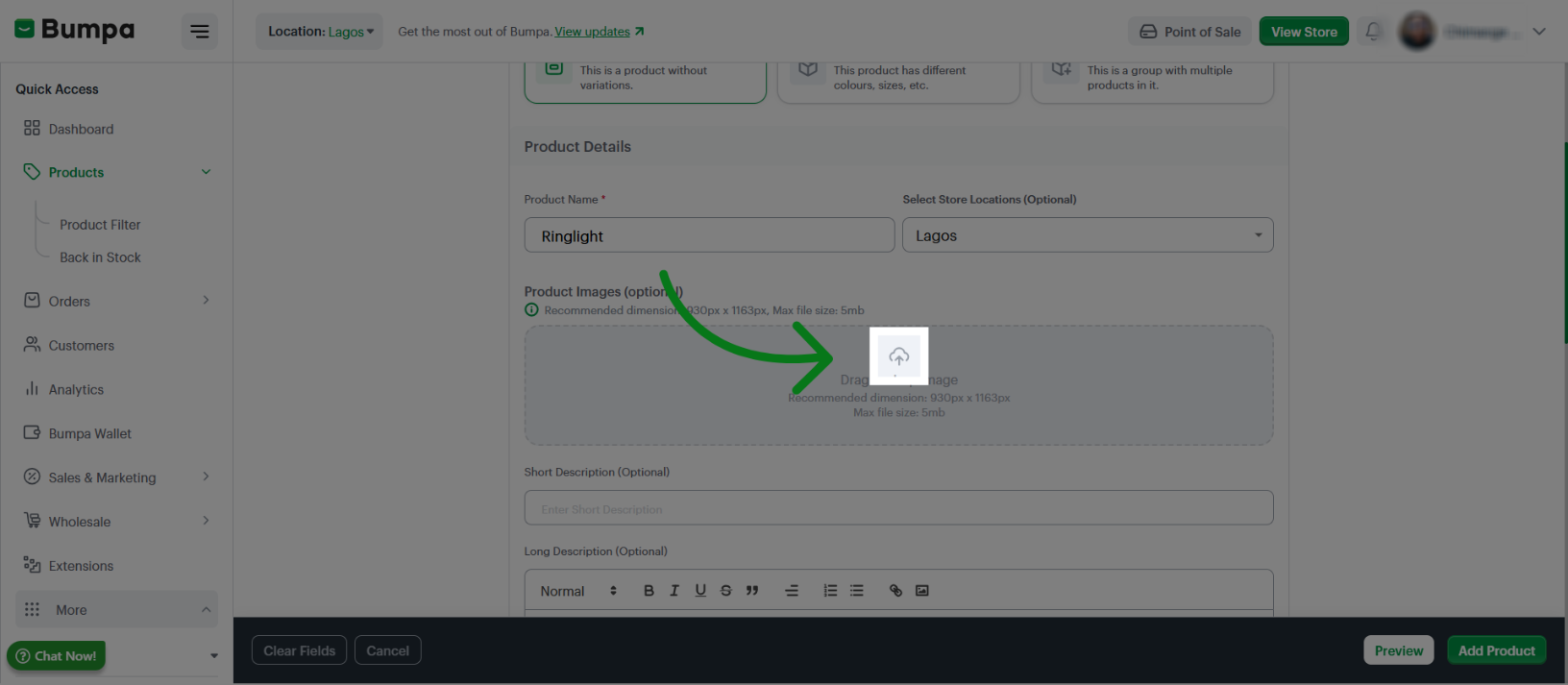 Upload Product Image