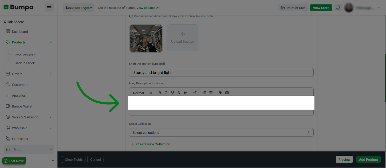 Open Description Options