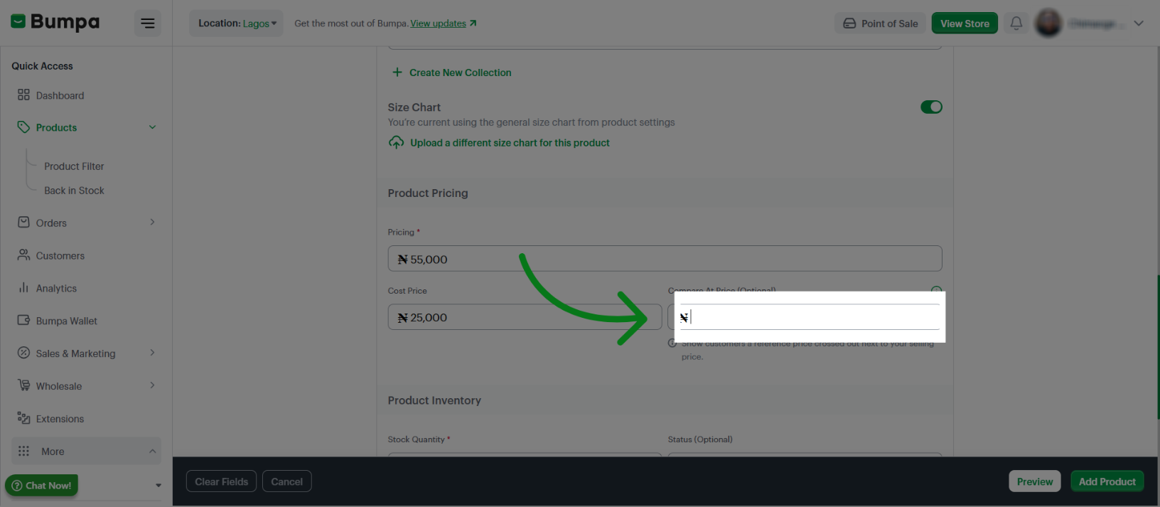 Complete Compare Price Entry
