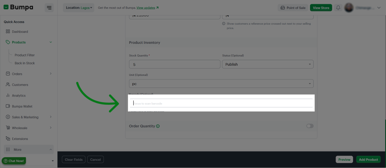 Select Barcode Field