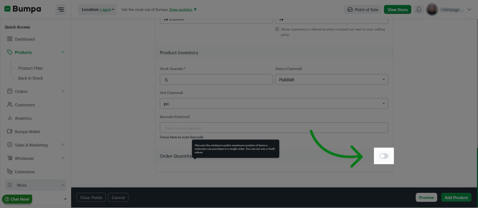 Open Barcode Options