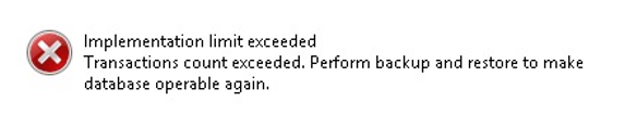 Mensagem de erro Transactions count exceeded apresentada ao abrir o Omnirate View
