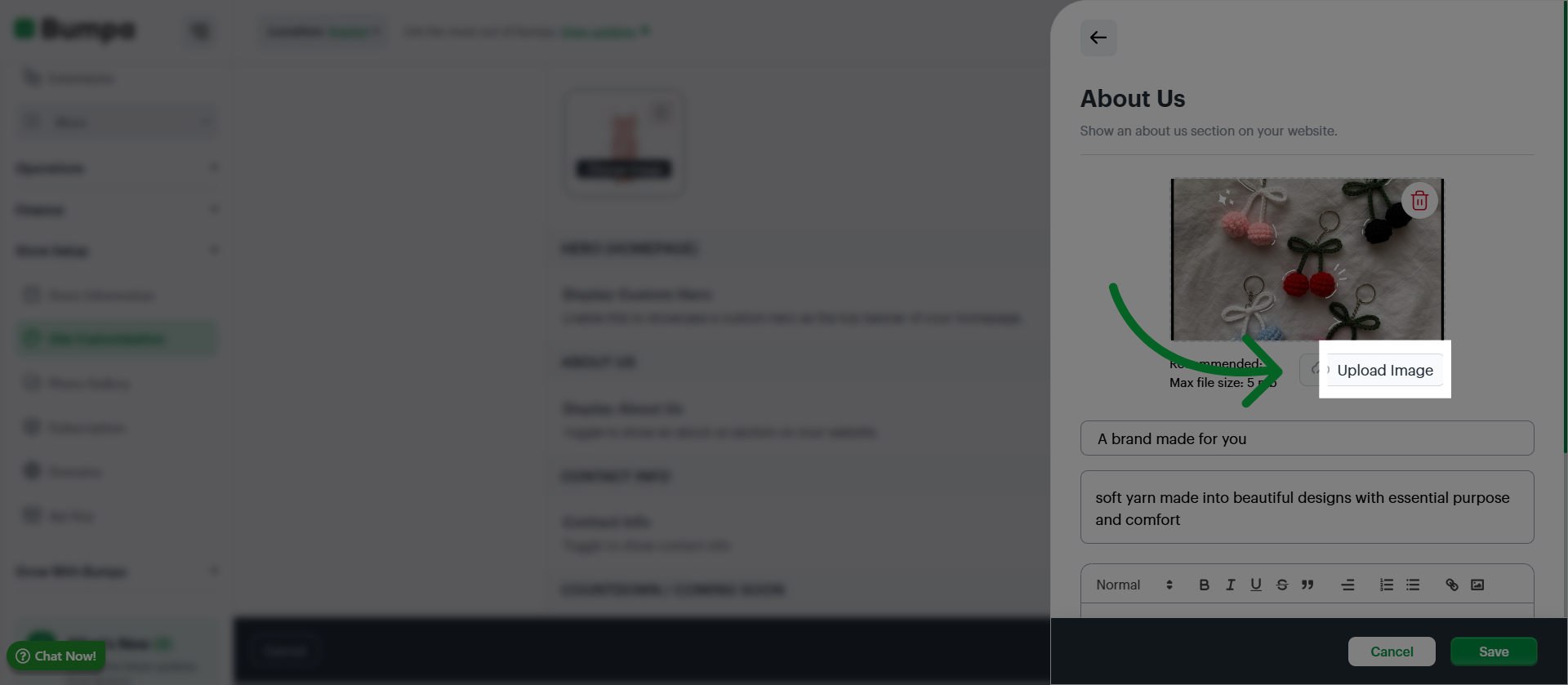 Click Upload Image Button