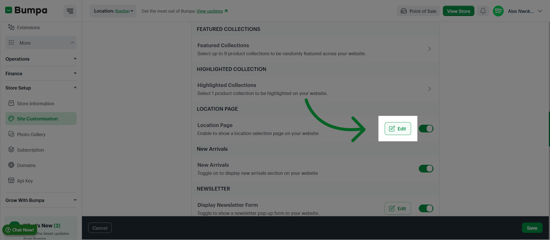 Edit Full Page Settings