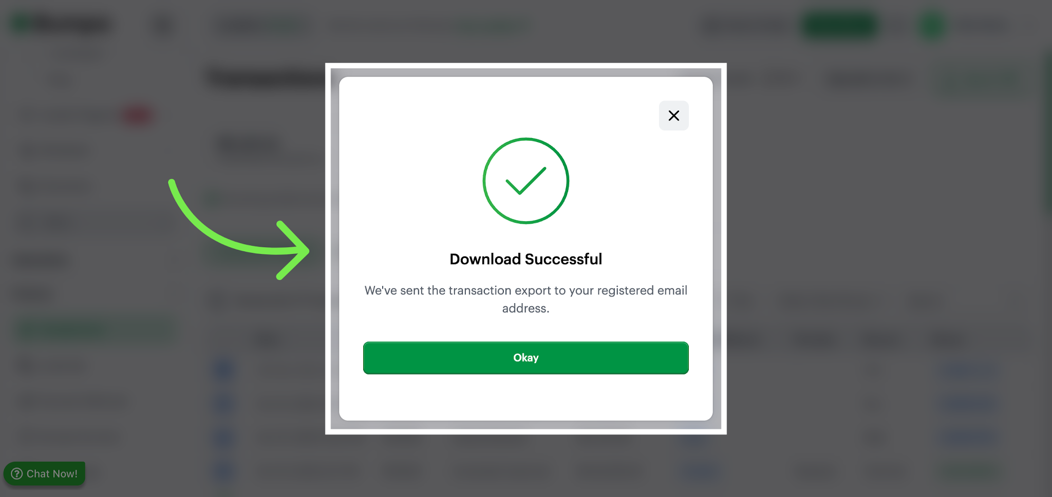 Close Export Confirmation