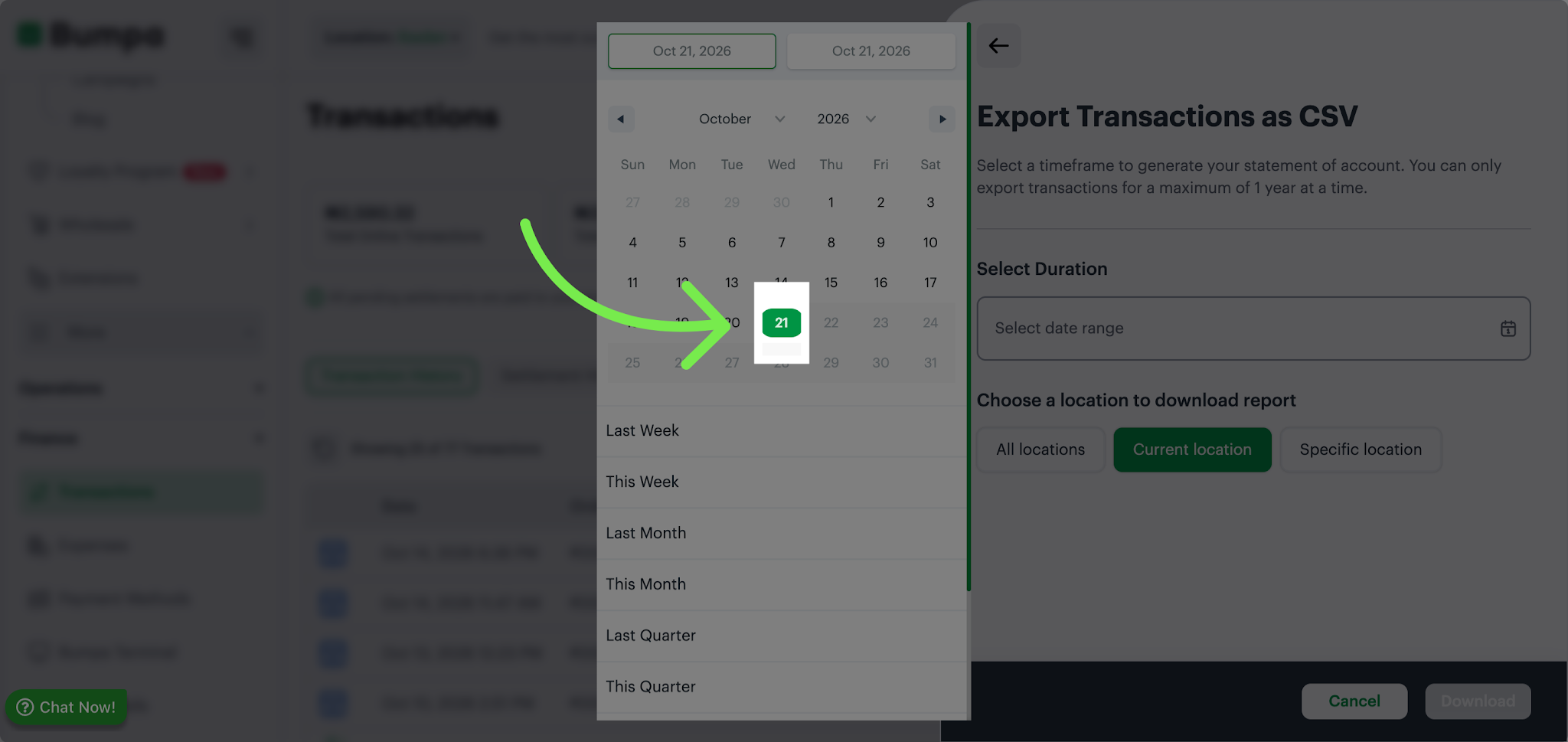 Set Transaction Date Range