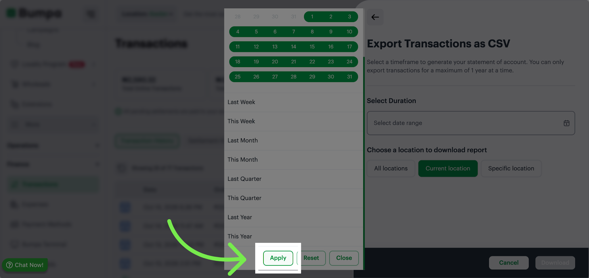 Apply Date Range Filter
