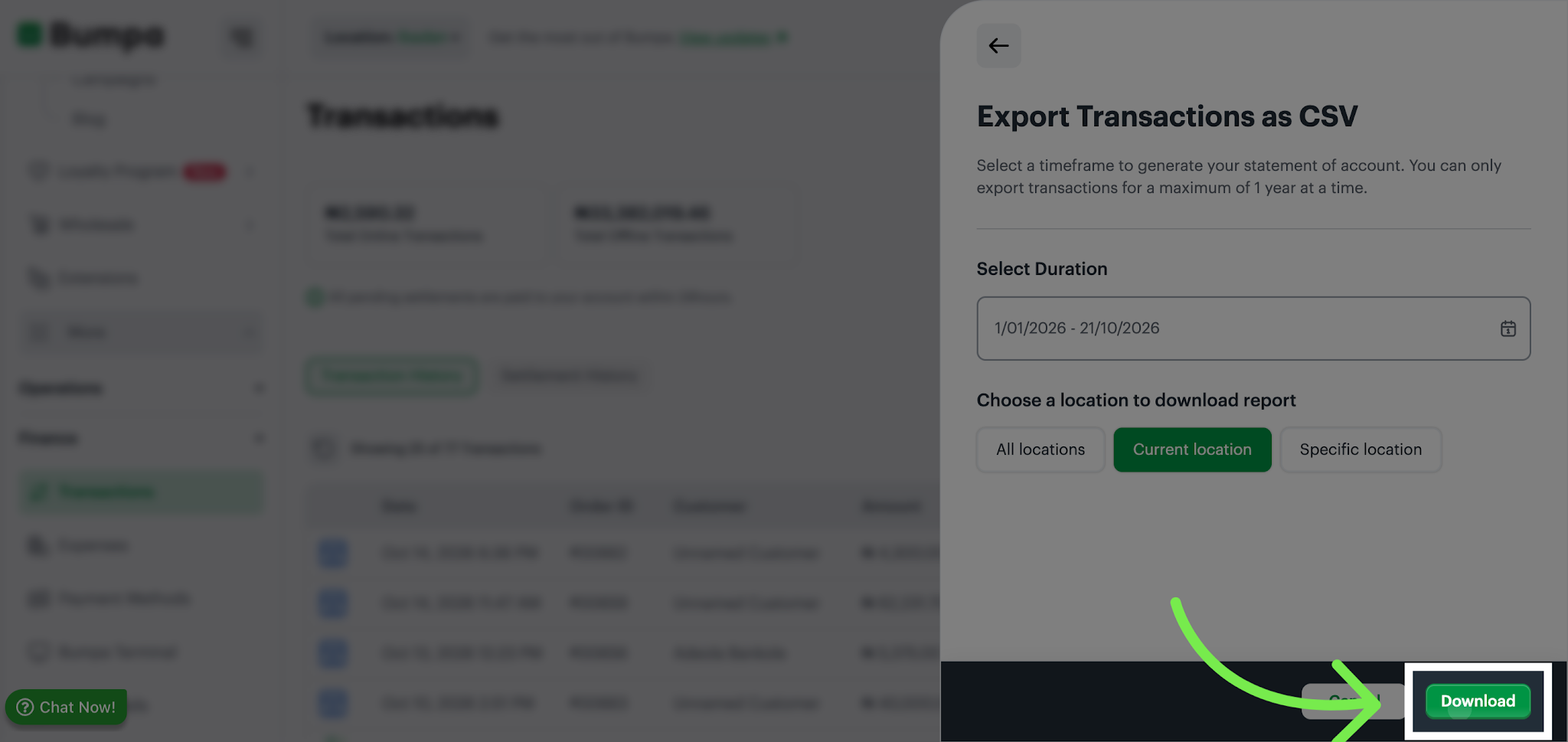 Download Transaction Export