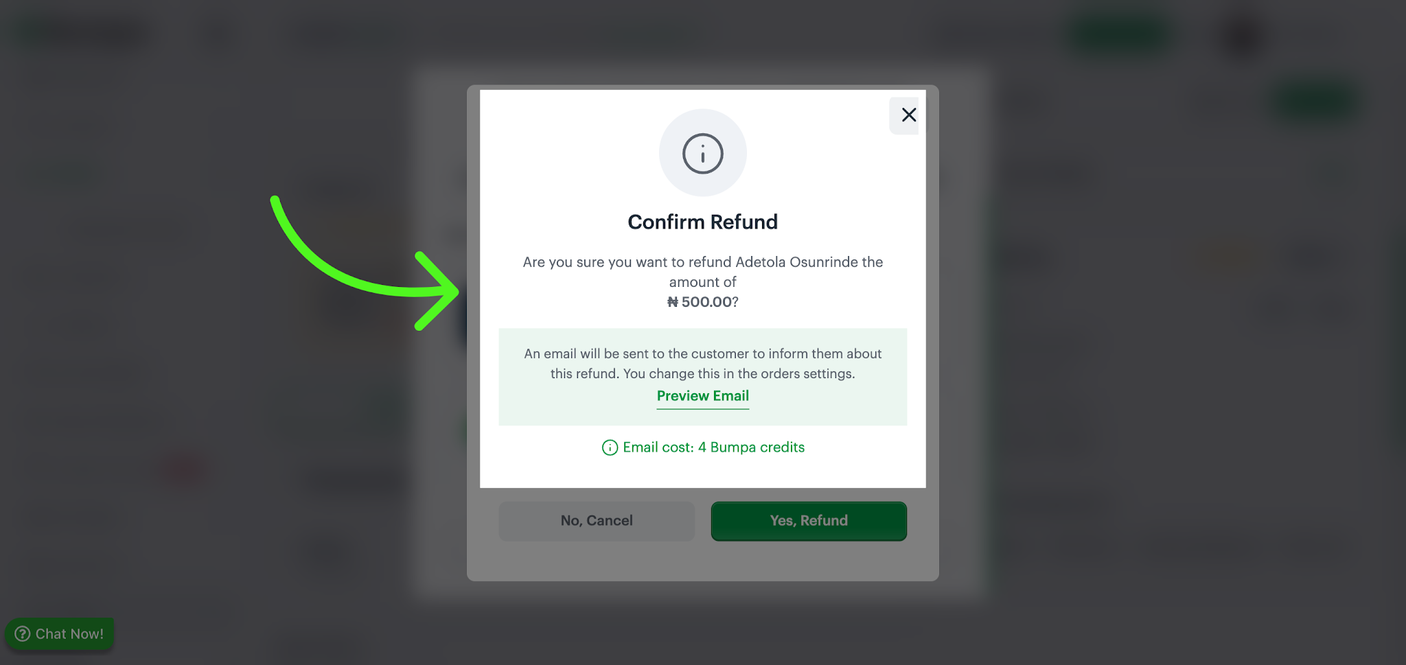 Confirm Refund Notification