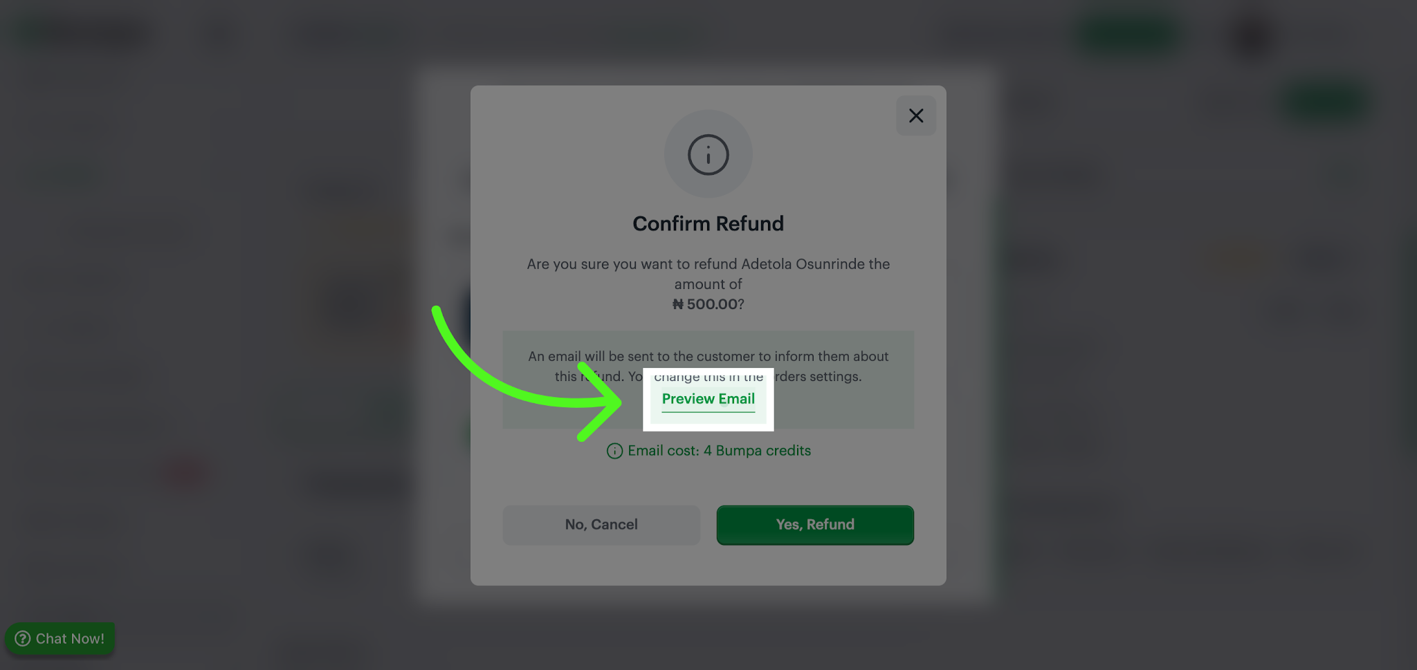 Preview Refund Email