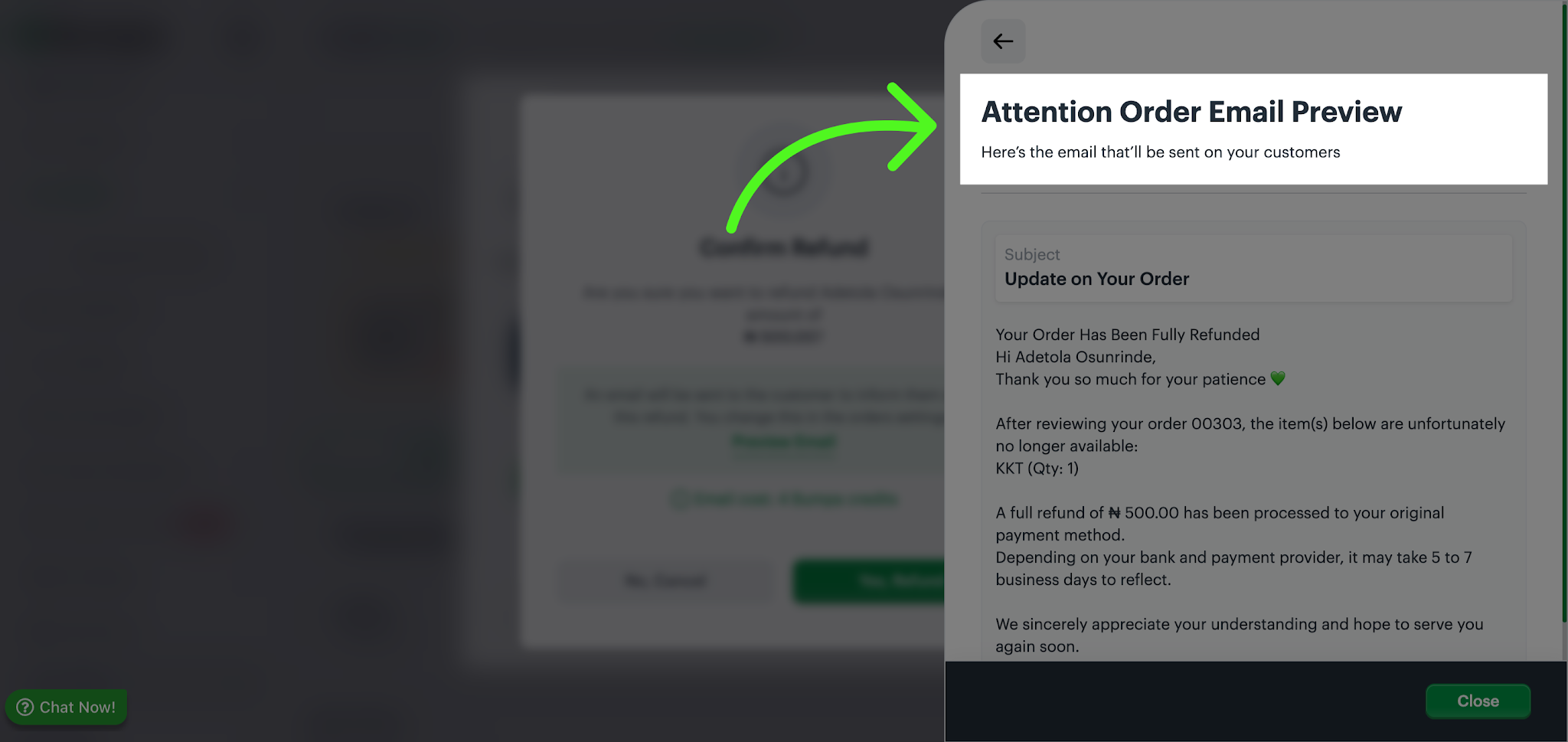 View Order Email Preview
