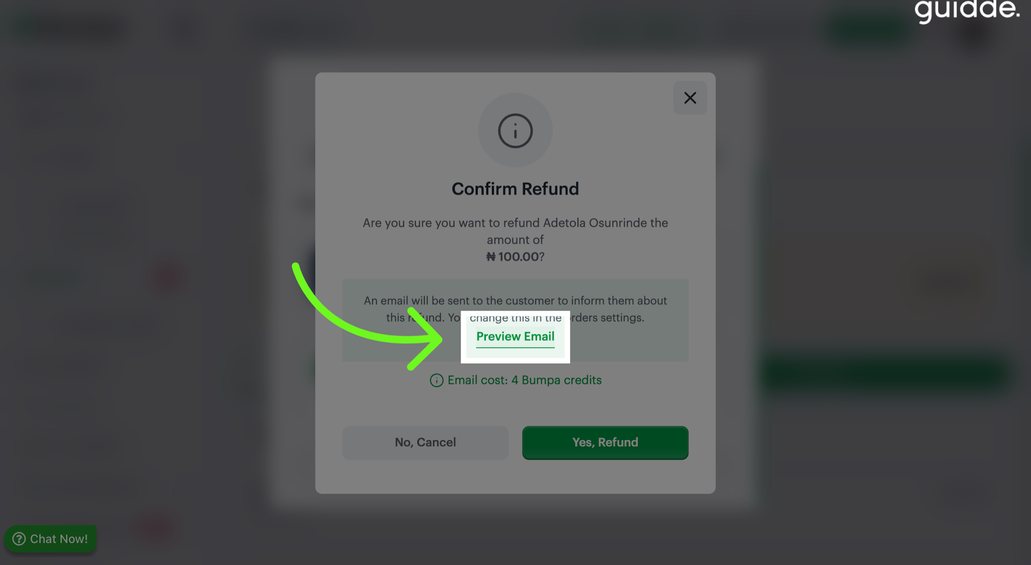 Preview Refund Email