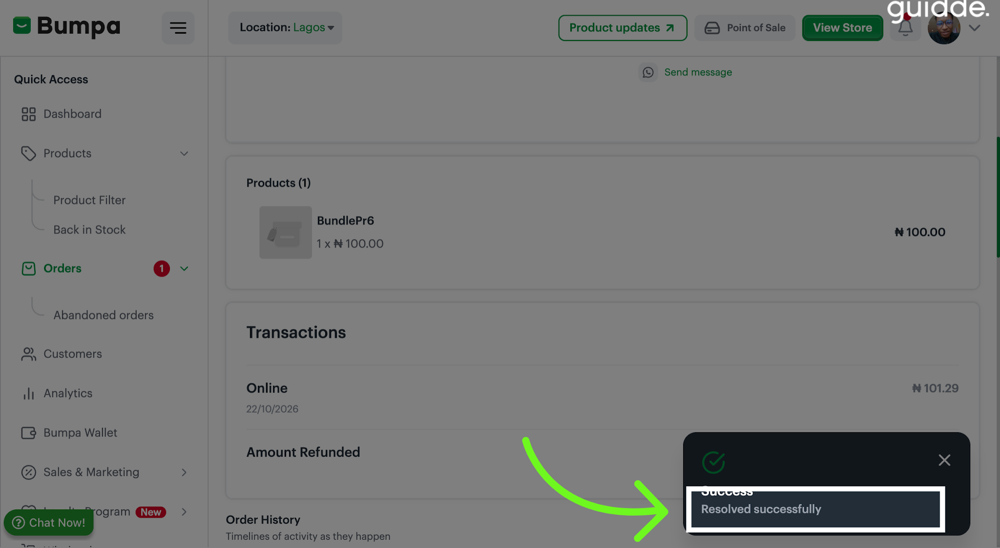 Acknowledge Successful Refund