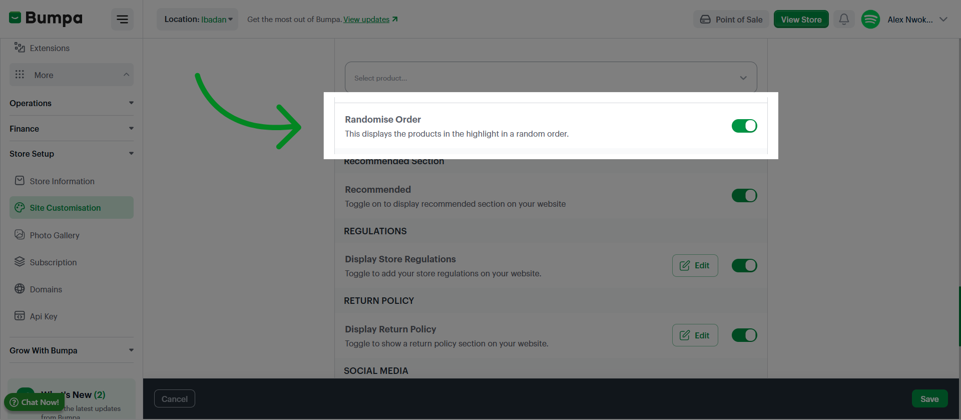 Enable Randomise Order Feature