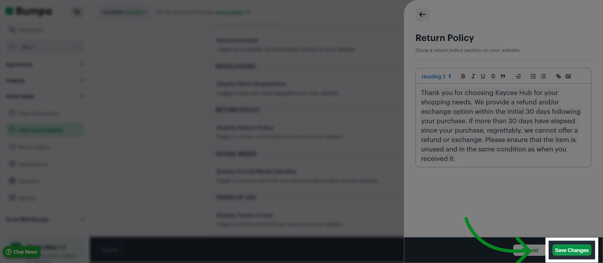 Save Refund Policy Updates