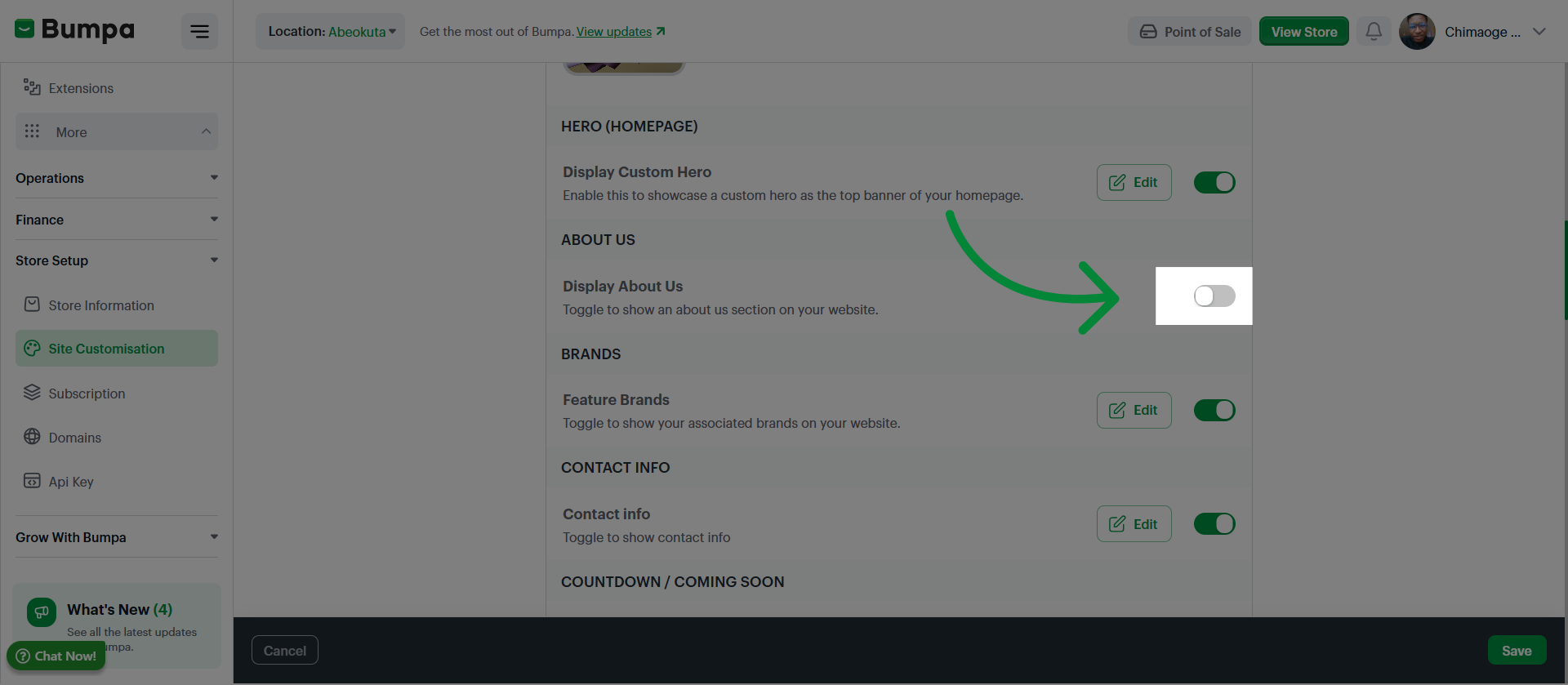 Enable Feature Option
