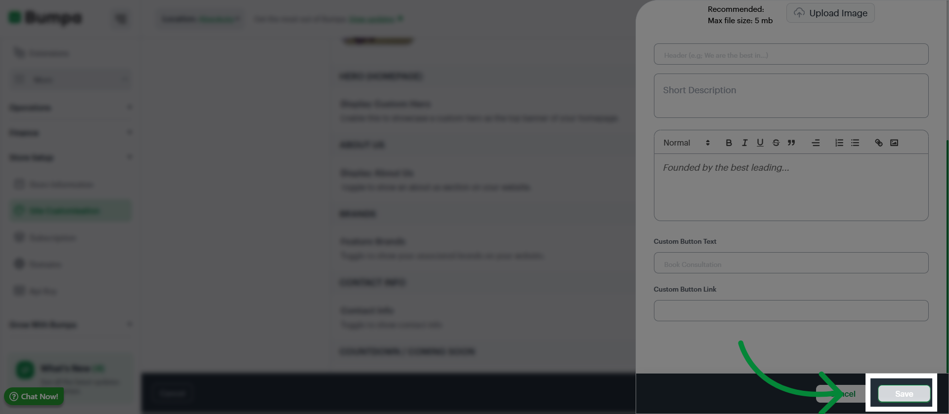 Cancel or Save Changes