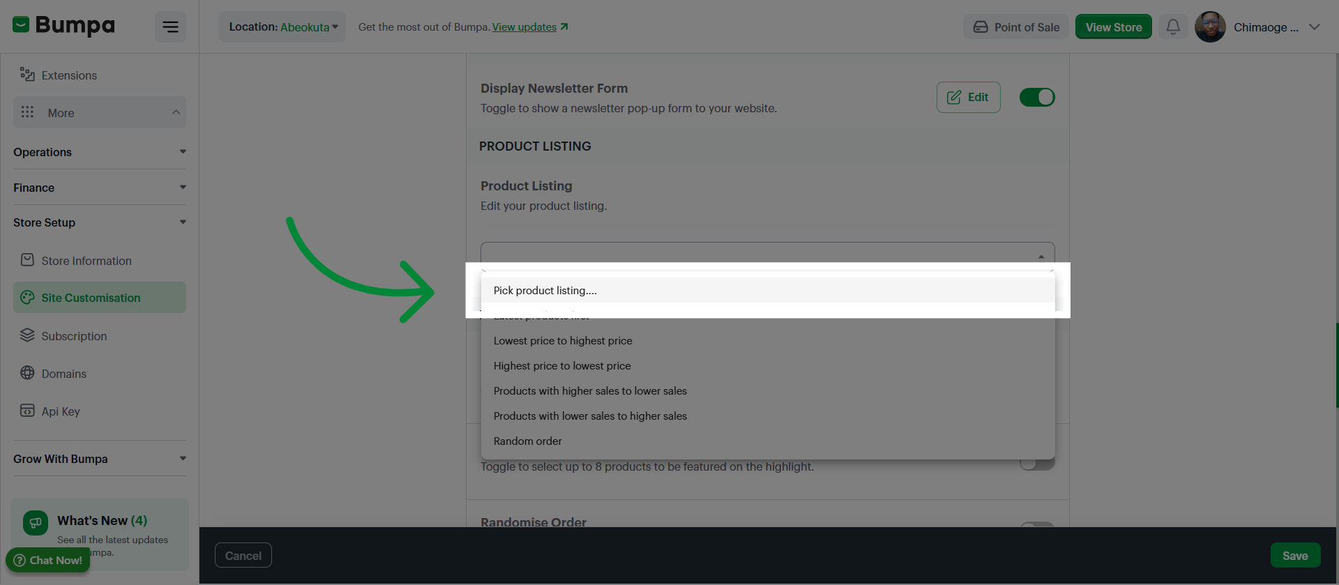 Select Product Listing