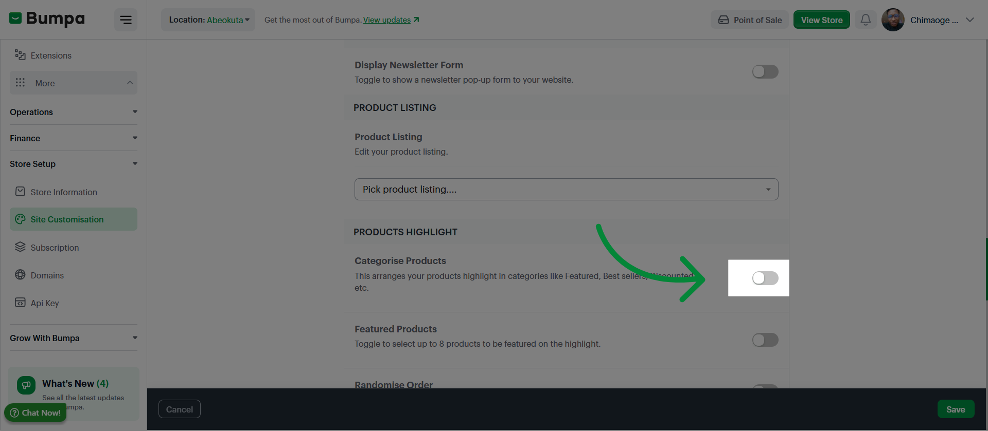 Activate Product Option
