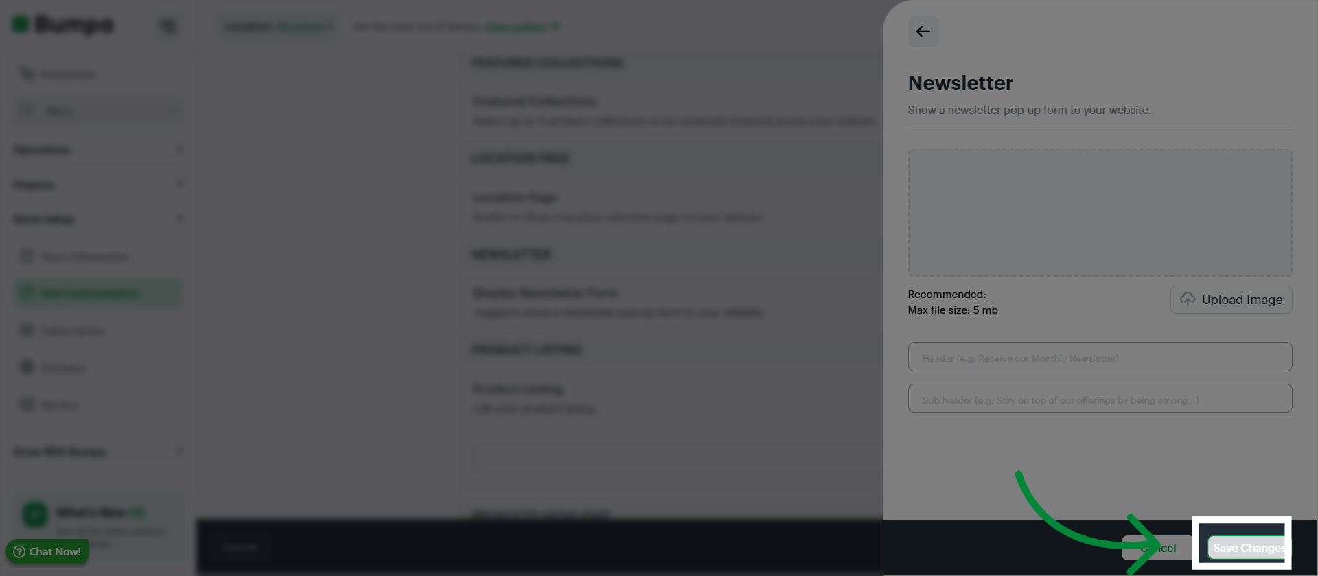 Cancel or Save Changes