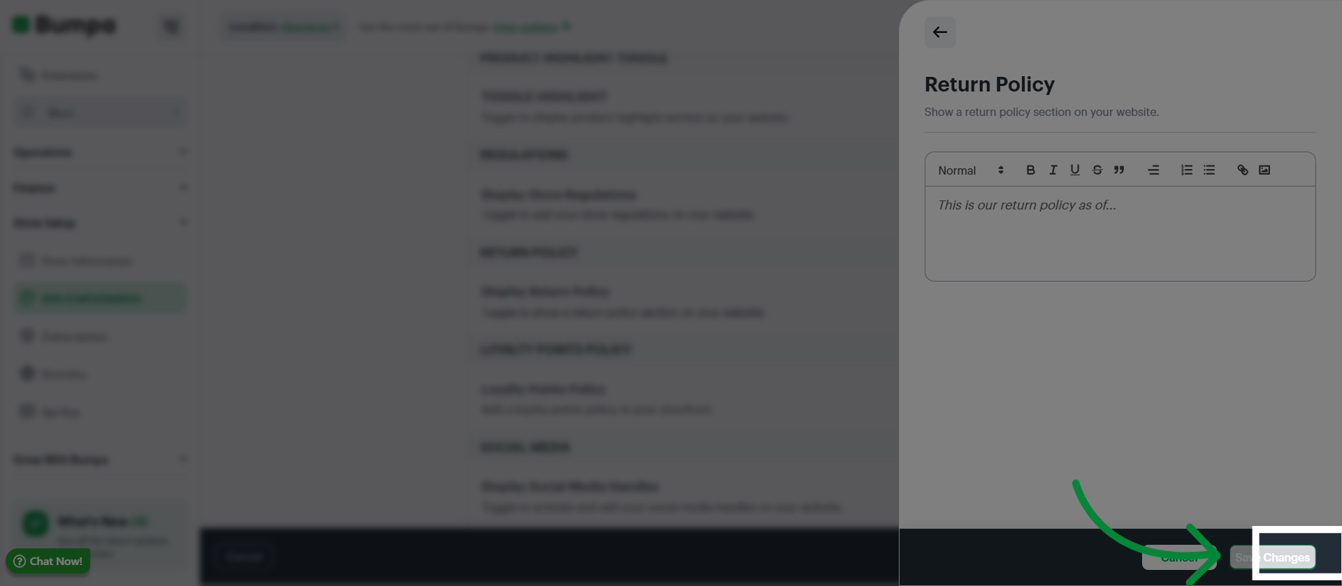 Cancel or Save Changes