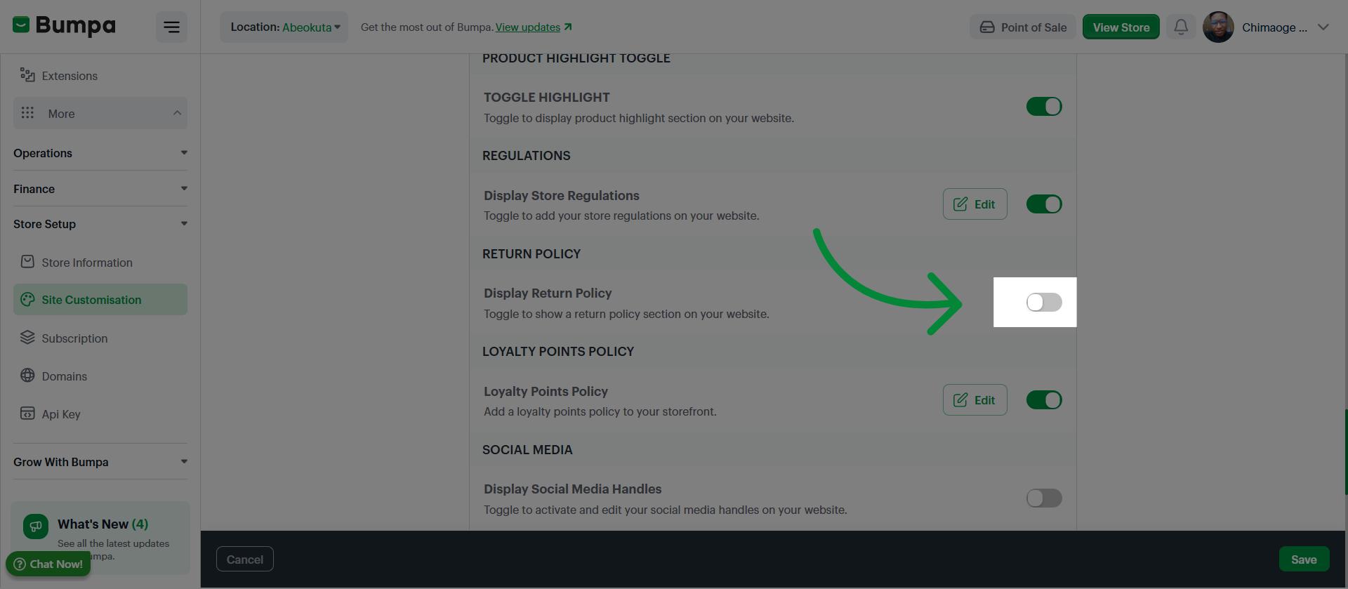 Enable Feature Option