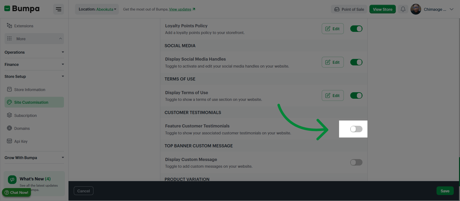 Activate Feature Option