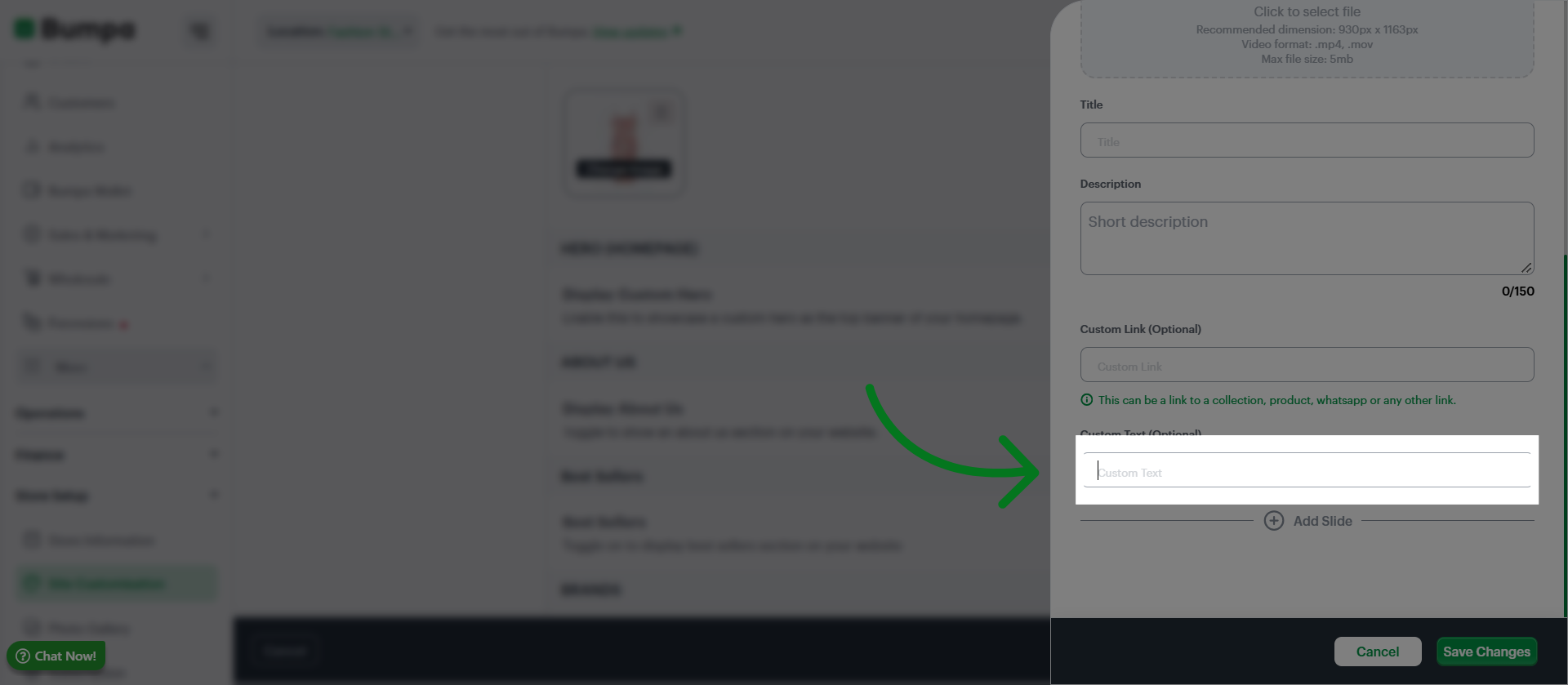 Edit Custom Text