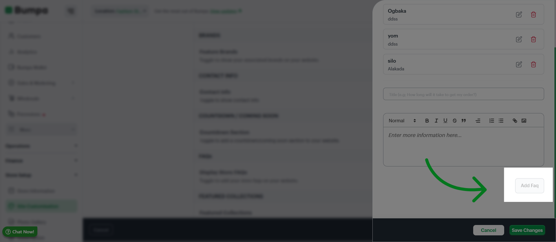 Add FAQ Entry