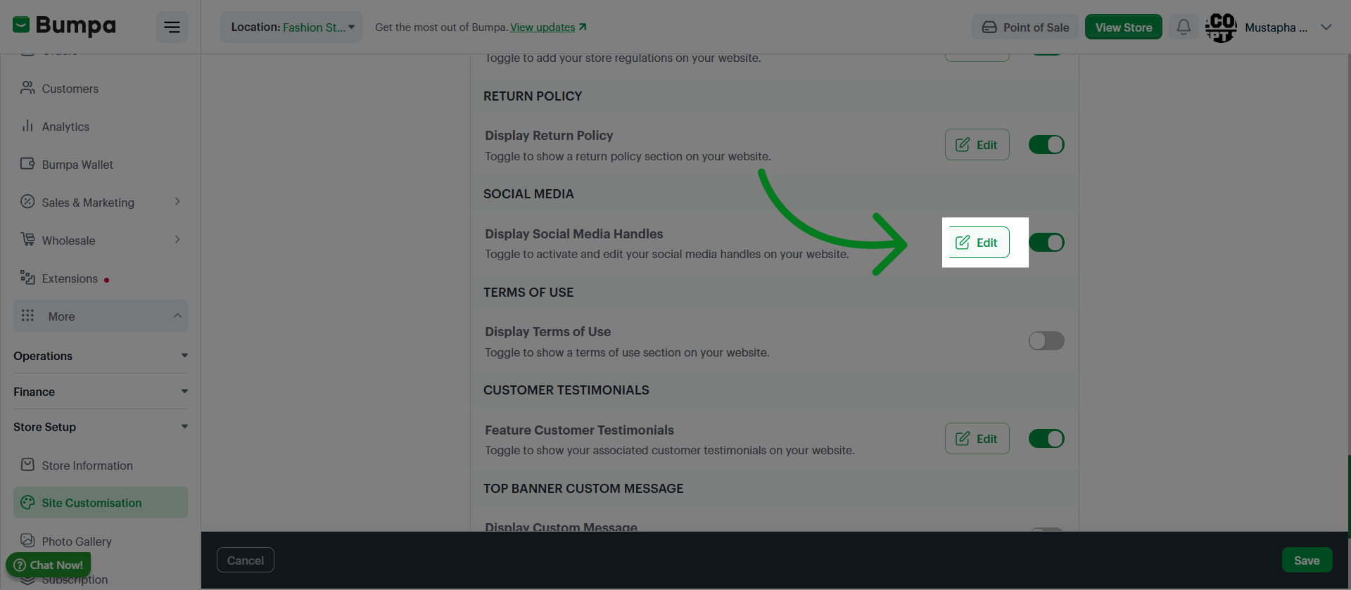 Open Settings Menu