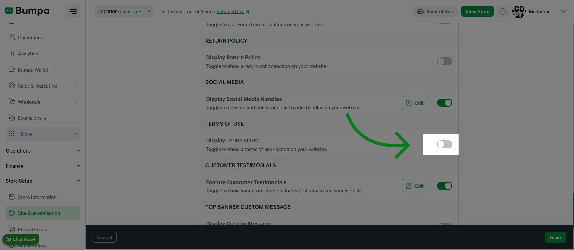 Enable Feature Option