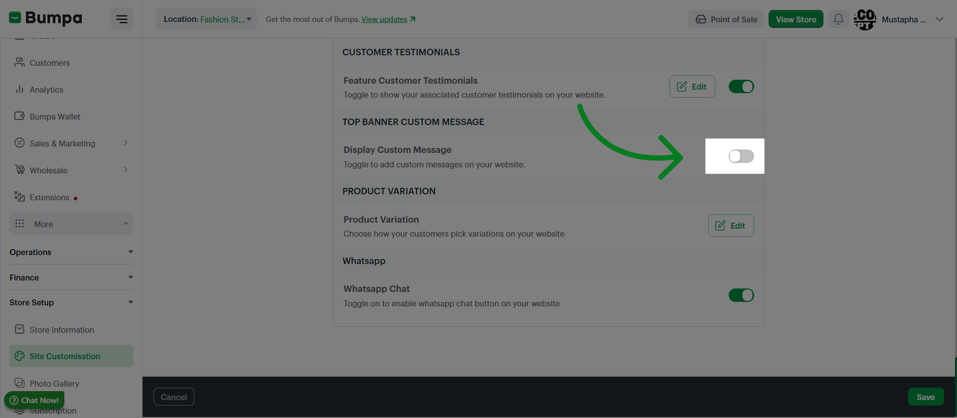 Enable Promotional Option