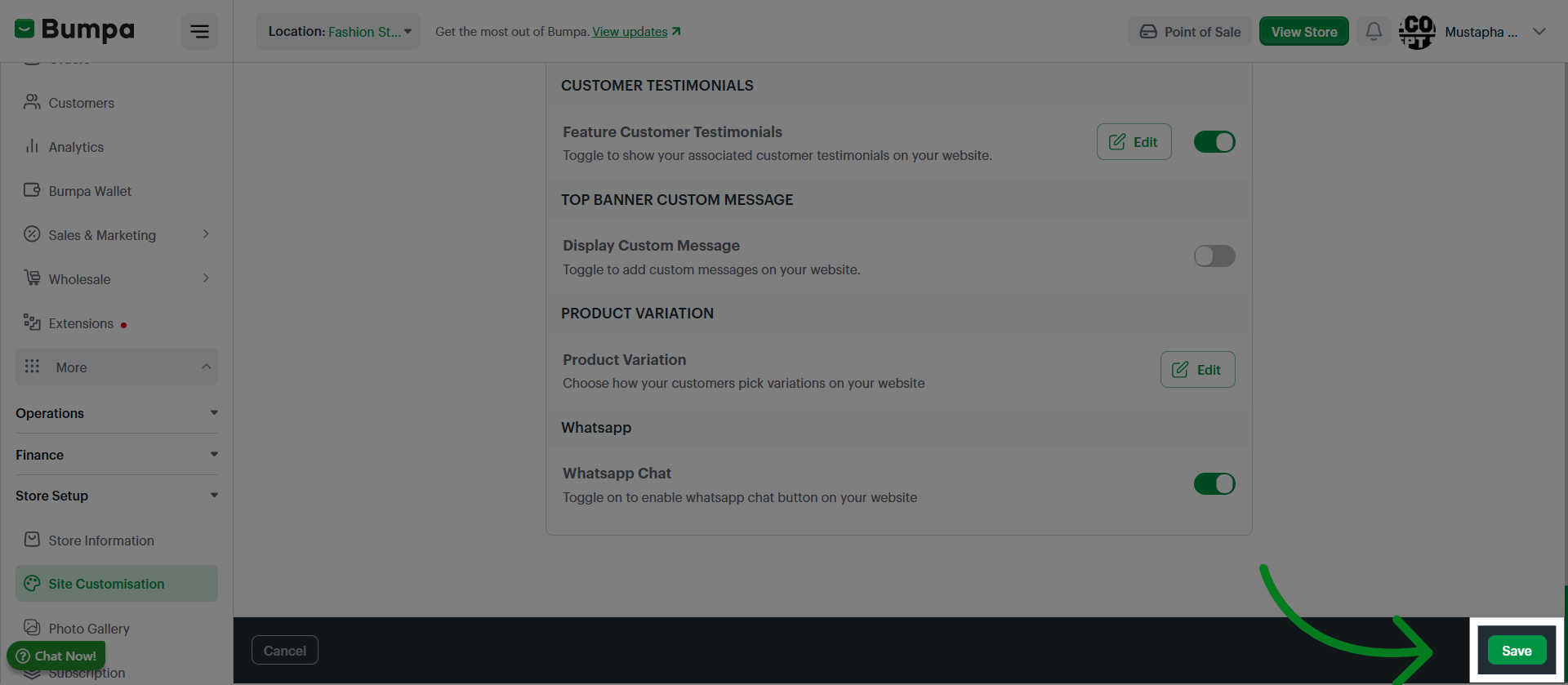 Save Theme Configuration