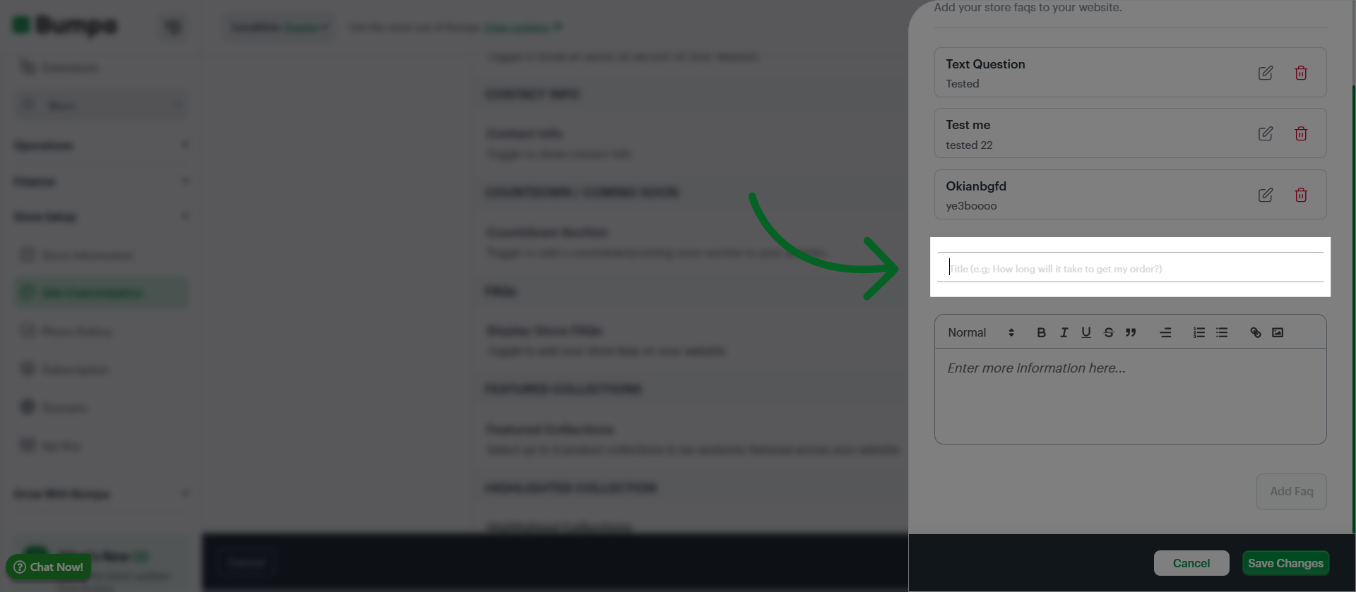 Select FAQ Title Field
