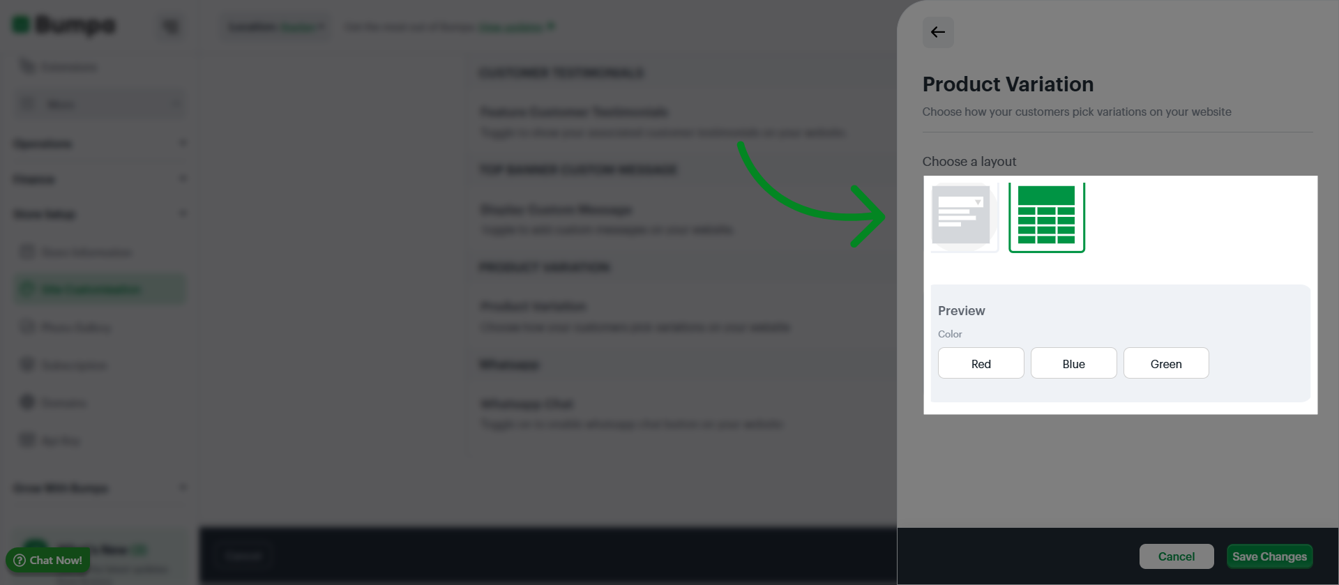 Open Color Selection Menu