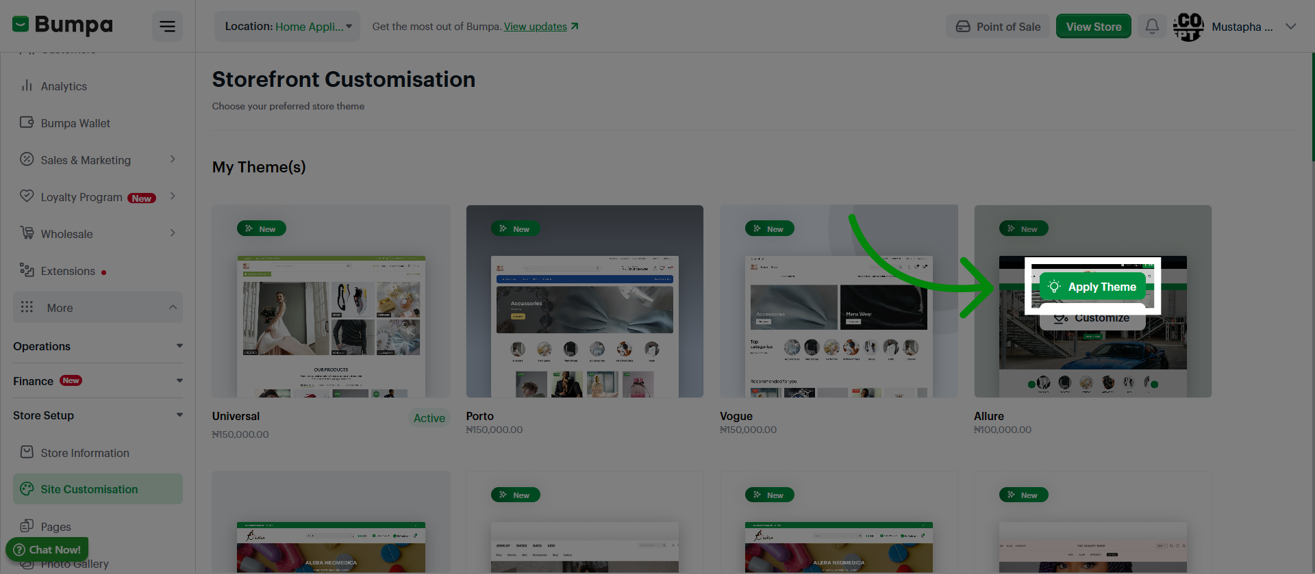 Select Theme to Apply