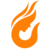 Hestia Text with Orange Flame forming the profile of woman's face