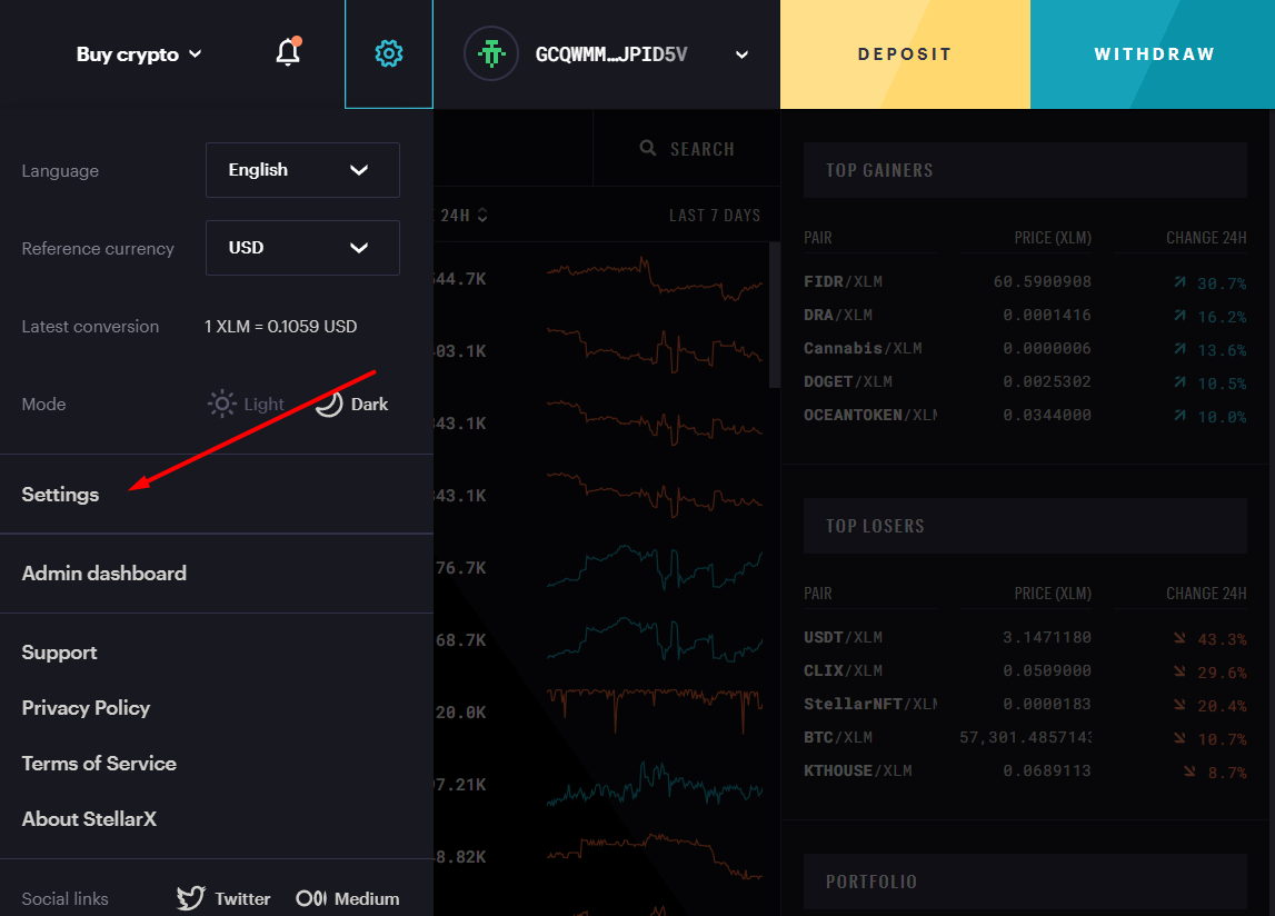 How do I change my Account Settings? StellarX