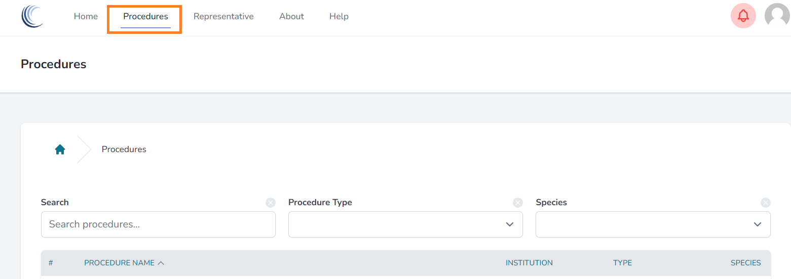 Image of main Procedures page