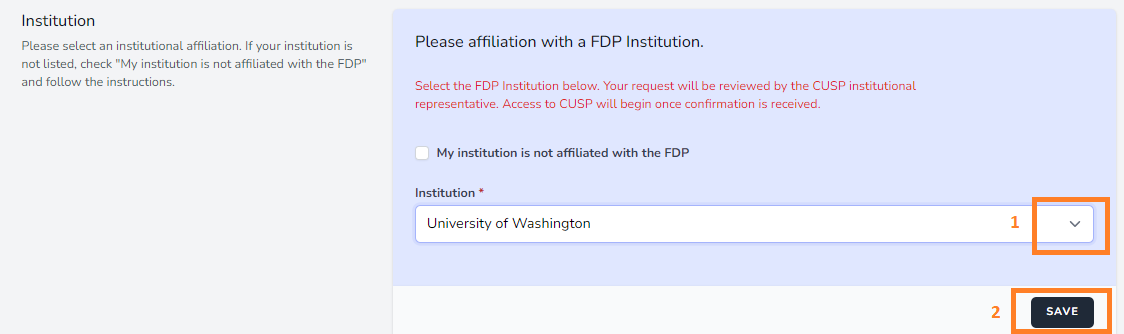 Image of CUSP Profile Institution section