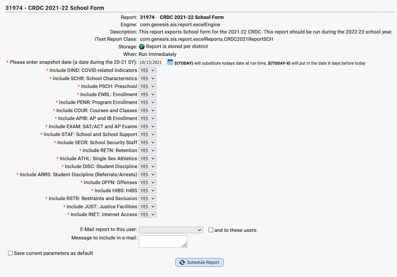 CRDC Reporting Genesis SIS Support