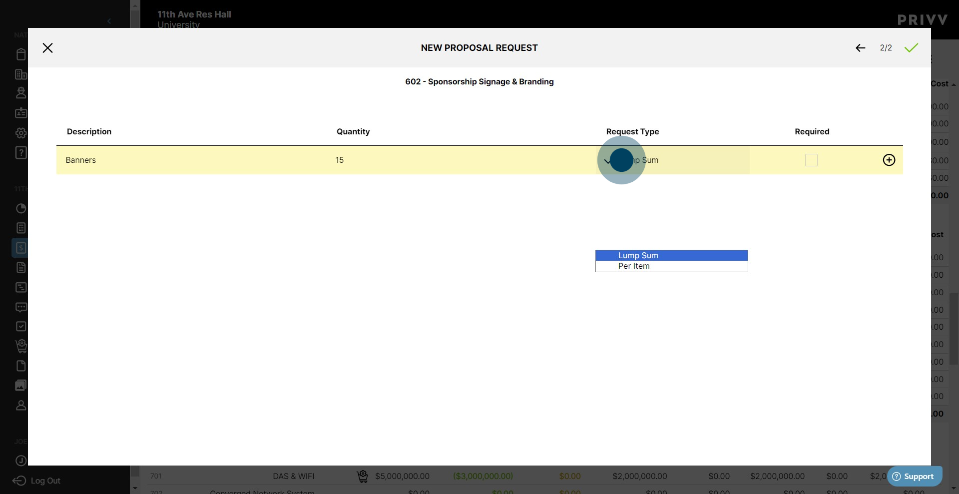 15 Click on "Lump Sum Per Item"