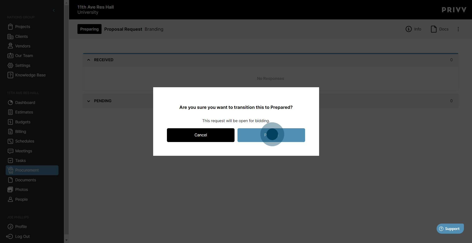 26 Click on "Prepare"