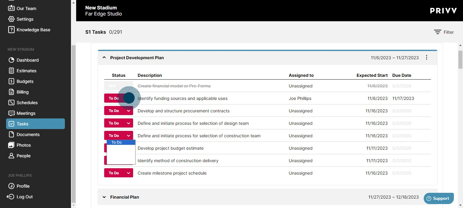 29 Click on "To Do Doing Blocked Done N/A"