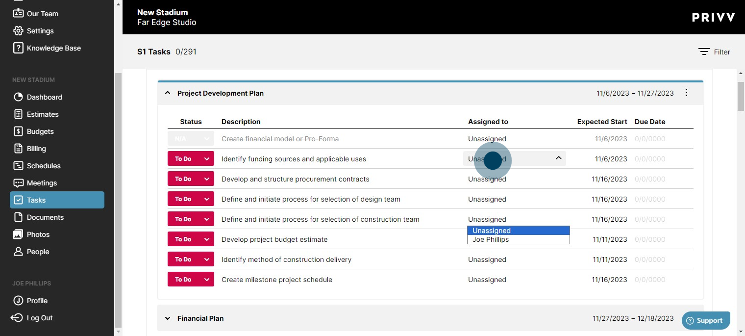 27 Click on "Unassigned Joe Phillips"