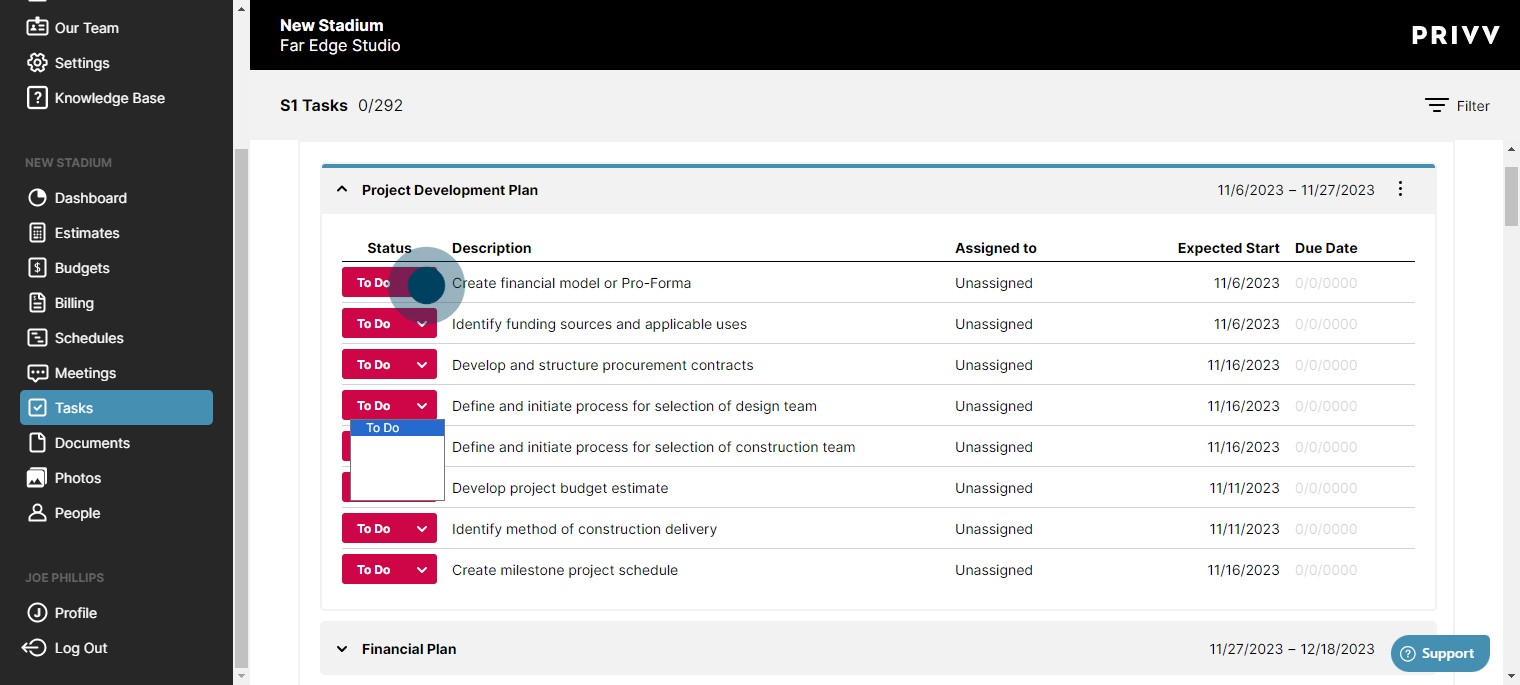 26 Click on "To Do Doing Blocked Done N/A"