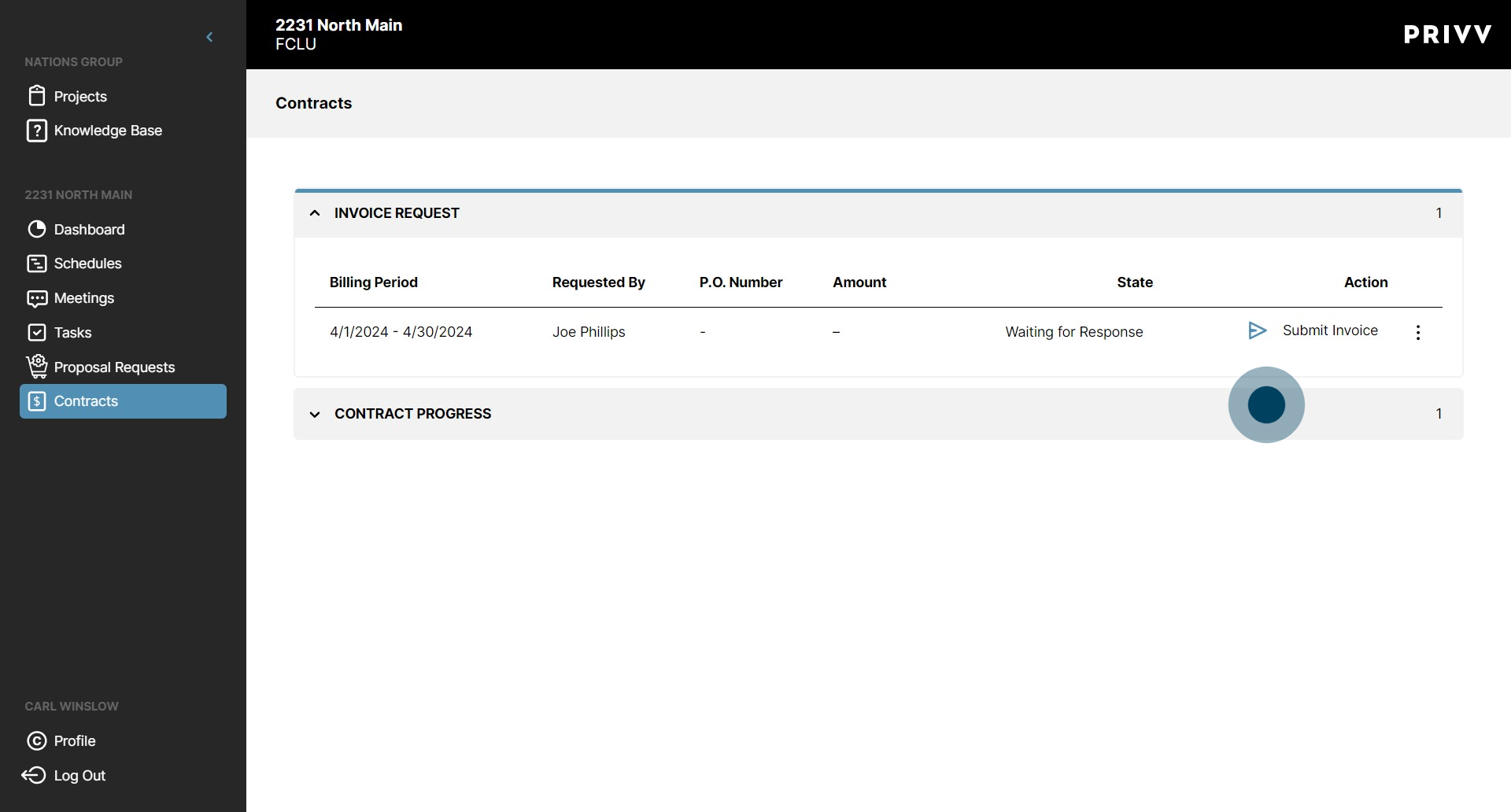 5 Click on "CONTRACT PROGRESS"
